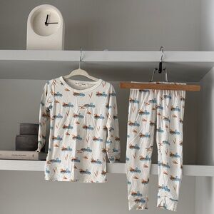 Play Kids Cream Pajama Set with Blue and Orange Print